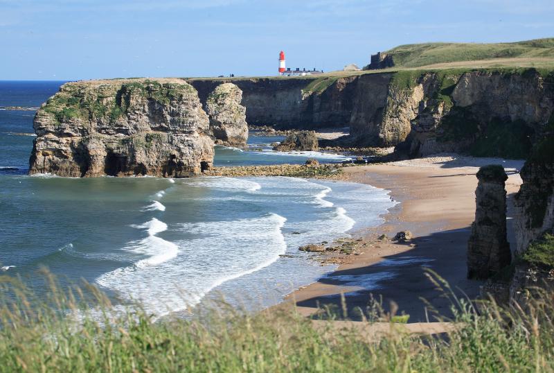 Marsden Beach in South Shields on a sunny day